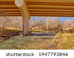Verde River in Cottonwood Arizona flowing under the 10th Street Bridge which leads to Dead Horse Ranch State Park.