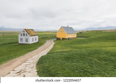 VERMAHLID, ICELAND - AUGUST 2018: Traditional Icelandic Houses In Glaumbaer Folk Heritage Museum.