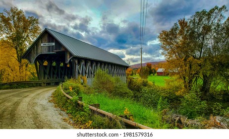 Vermont Covered Bridge On Country Road 