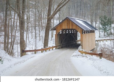 Vermont covered bridge in the winter