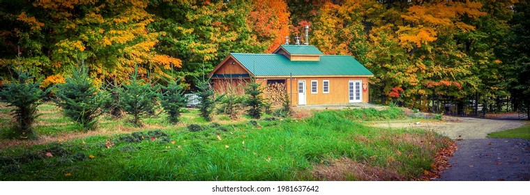 Vermont Maple Sugar House During Fall Foliage