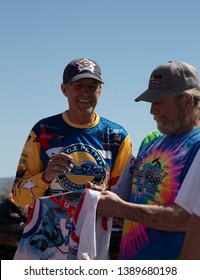 Vernal, Utah, USA, May 5, 2019:
       Kyle Petty Signing Autographs Durning A Stop During His Annual Charity Ride.