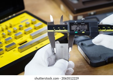 Vernier caliper and scale. Measuring tool and equipment,Gauge Blocks Precision Metric - Shutterstock ID 2063512229