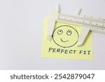 Vernier caliper with a smiley sticky note. A perfect good or service for a customer.