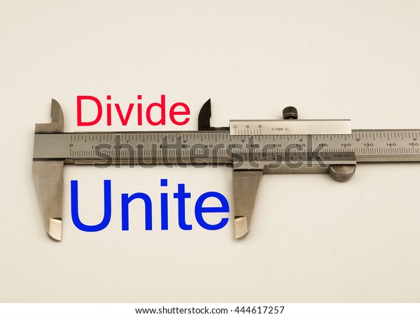 Vernier\
caliper with word divide vs unite.Antonym\
concept