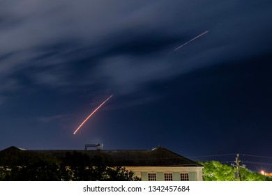 Vero Beach, Florida - March 15, 2019 ULA Delta 4 Rocket Launch As Seen From Vero Beach Florida.