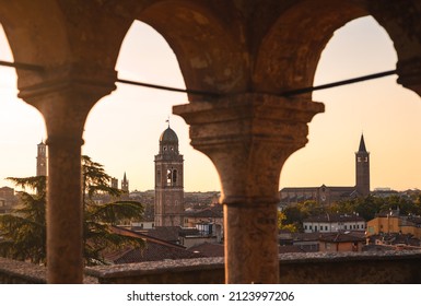 Verona City In Italy At Sunset