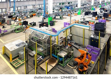 Verona, Italy, 27/05/2018 - Industrial automation: automatic lines and robotic in italian plant.