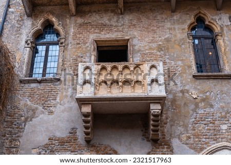 Verona, Italy - January 21 2023 - Tourists visiting the balcony of Romeo and Juliet