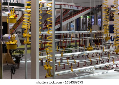 VERONA, ITALY, JANUARY 31 2020:  the Fieragricola 114th International Agricultural Technologies Show, agricultural machinery on the stands - Shutterstock ID 1634389693