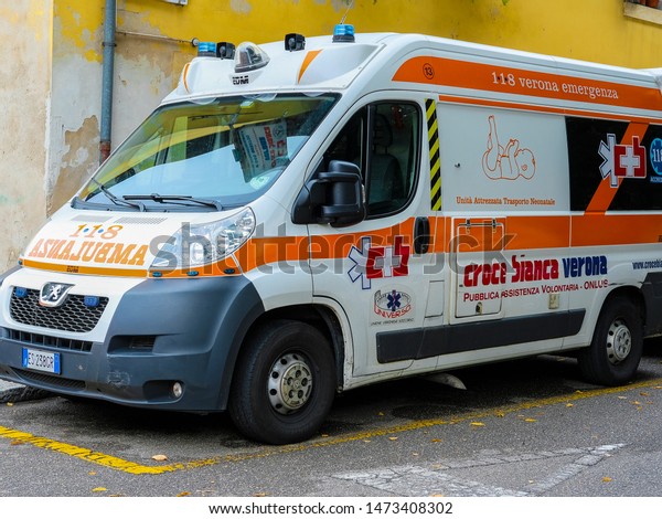 Verona, Italy - July, 29, 2019: emergency van in
Verona, Italy