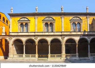 Verona, Italy - June 21, 2018: La Loggia Del Consiglio On The Piazza Dei Signori (The Palace Of The Council) In Verona