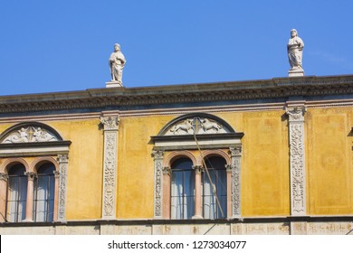 Verona, Italy - June 21, 2018: La Loggia Del Consiglio On The Piazza Dei Signori (The Palace Of The Council) In Verona