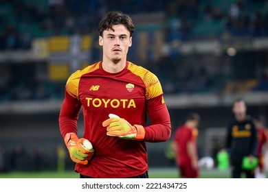 Verona, Italy, October 31, 2022, Roma's Mile Svilar Portrait During Italian Soccer Serie A Match Hellas Verona FC Vs AS Roma
