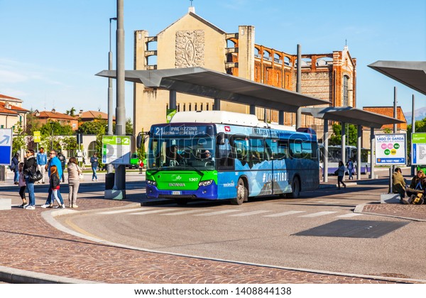 Verona, Italy,\
on April 27, 2019. City bus\
station