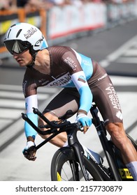 Verona, VR, Italy - June 2, 2019: Cyclist VUILLERMOZ ALEXIS of AG2R Team at Tour of Italy also called Giro d'Italia is a famous cycling race with professional cyclists