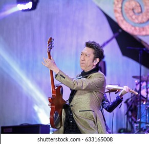 Verona, VR, Italy - May 1st, 2017: Guitar Player Tomoyasu Hotei At Live Concert  Of Zucchero Fornaciari On The Verona Arena