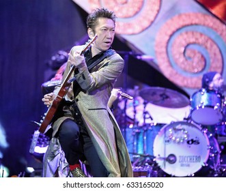 Verona, VR, Italy - May 1st, 2017: Guitar Player Tomoyasu Hotei At Live Concert  Of Zucchero Fornaciari On The Verona Arena