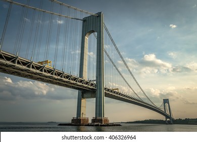 Verrazano bridge connecting Brooklyn to Staten Island in daytime