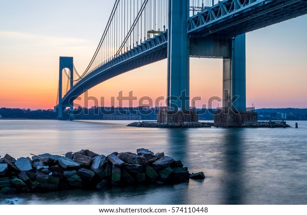 Verrazzanonarrows Bridge Brooklyn Staten Island Shortly Stock Photo ...