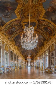 Versailles, France - 06 19 2020: The Hall Of Mirrors Inside The Castle Of Versailles