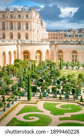 VERSAILLES, FRANCE - 13 OCT 2020: Garden of the Royal Castle in Versailles, Yvelines.