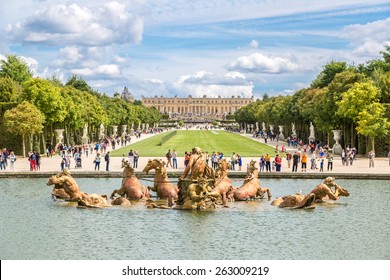 VERSAILLES, FRANCE - August 7, 2014: Fountain of Apollo in garden of Versailles Palace in a beautful summer day in France on August 7, 2014, France.