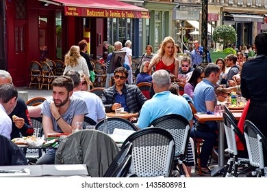 Versailles; France - June 16 2019 : Restaurant In The Saint Louis District