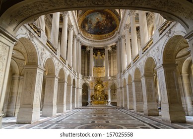 VERSAILLES, FRANCE - JUNE 19, 2013: Interior of Chateau de Versailles (Palace of Versailles) near Paris on June 19, 2013, France. Versailles palace is in UNESCO World Heritage Site list since 1979. 