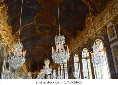 Versailles, France - May 02,2018: Hall of Mirrors of the famous Palace of Versailles in France