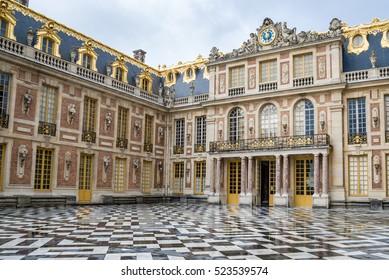 VERSAILLES, FRANCE October 20, 2016: The Palace of Versailles is a royal chateau in Versailles, France. Marble Court. It was added to the UNESCO World Heritage List. Paris, France
