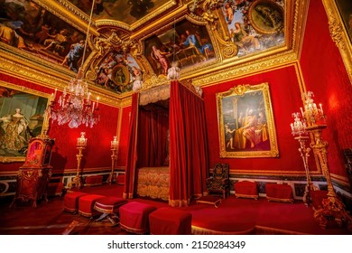 VERSAILLES, FRANCE - SEPTEMBER 14, 2018 :  Interiors, architectural details an decorations of the Chateau de Versailles, near Paris in France