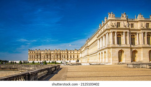 "Versailles, France-May.5. 2014:Palace of Versailles  France. Versailles Chateau exterior in a sunny day"