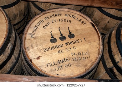 Versailles, KY / USA - 11/9/2018: Barrels Of Bourbon Aging At The Woodford Reserve Distillery