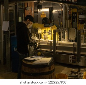 Versailles, KY / USA - 11/9/2018: The Bottling Operation At The Woodford Reserve Distillery