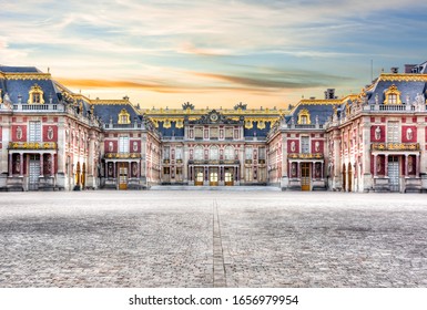 Versailles Palace Outside Paris At Sunset, France