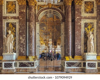 Versailles/France - April 5, 2018: Versailles Hall Of MIrrors