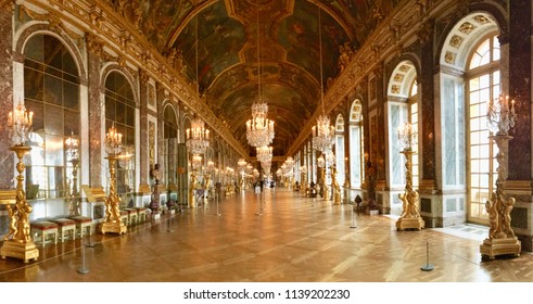 Versailles/France - September 26, 2017 : The Hall of Mirrors, Palace of Versailles.