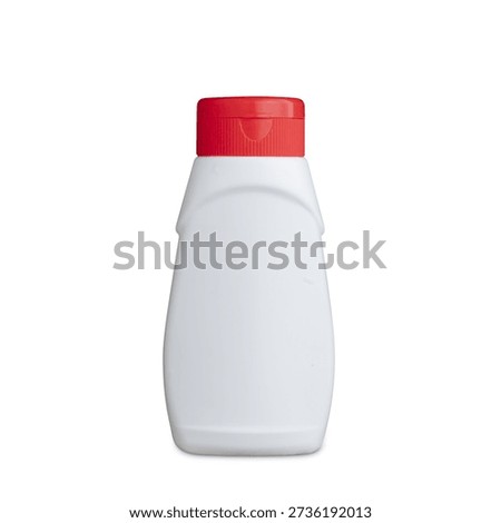 Versatile blank white plastic bottle with red cap for customizable product display and branding