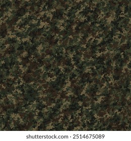 "Versatile seamless camouflage pattern featuring earthy tones of green, brown, and black. Ideal for outdoor gear, fashion, and design projects seeking a rugged, natural look." - Powered by Shutterstock