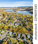 A vertical aerial shot of the Millar Addition suburb of Prince George, British Columbia, Canada