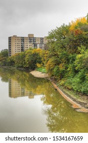 A Vertical Of Assiniboine River In Winnipeg, Canada