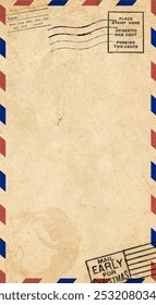 Vertical backside of old postcard with dirty stain