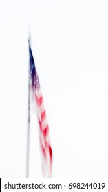 Vertical Banner Of An Abstract American Flag Hanging From A Flag Pole.