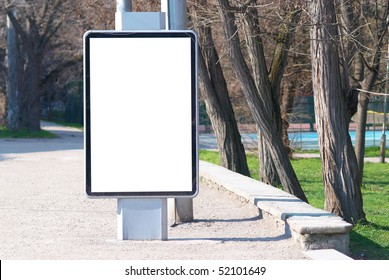 Vertical Blank Billboard On The City Street