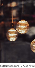 Vertical blurred background featuring three glowing Edison-style light bulbs.
