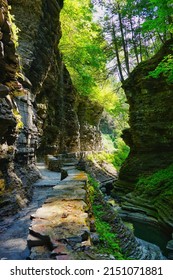 A vertical breathtaking scenery in the Watkins Glen State Park in New York - Shutterstock ID 2151071881