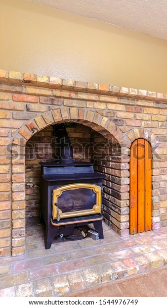 Vertical Brick Fireplace Insert Furnace Indoor Stock Photo Edit