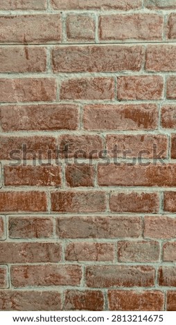 vertical close-up shot captures the rustic, textured details of a classic red brick wall background. The image showcases rows of weathered, earthy red-brown clay bricks bonded together by light grey cement mortar, creating a warm, timeless, and tactile surface pattern.