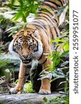 A vertical closeup of a tiger (Panthera tigris) in a zoo in Sydney, Australia